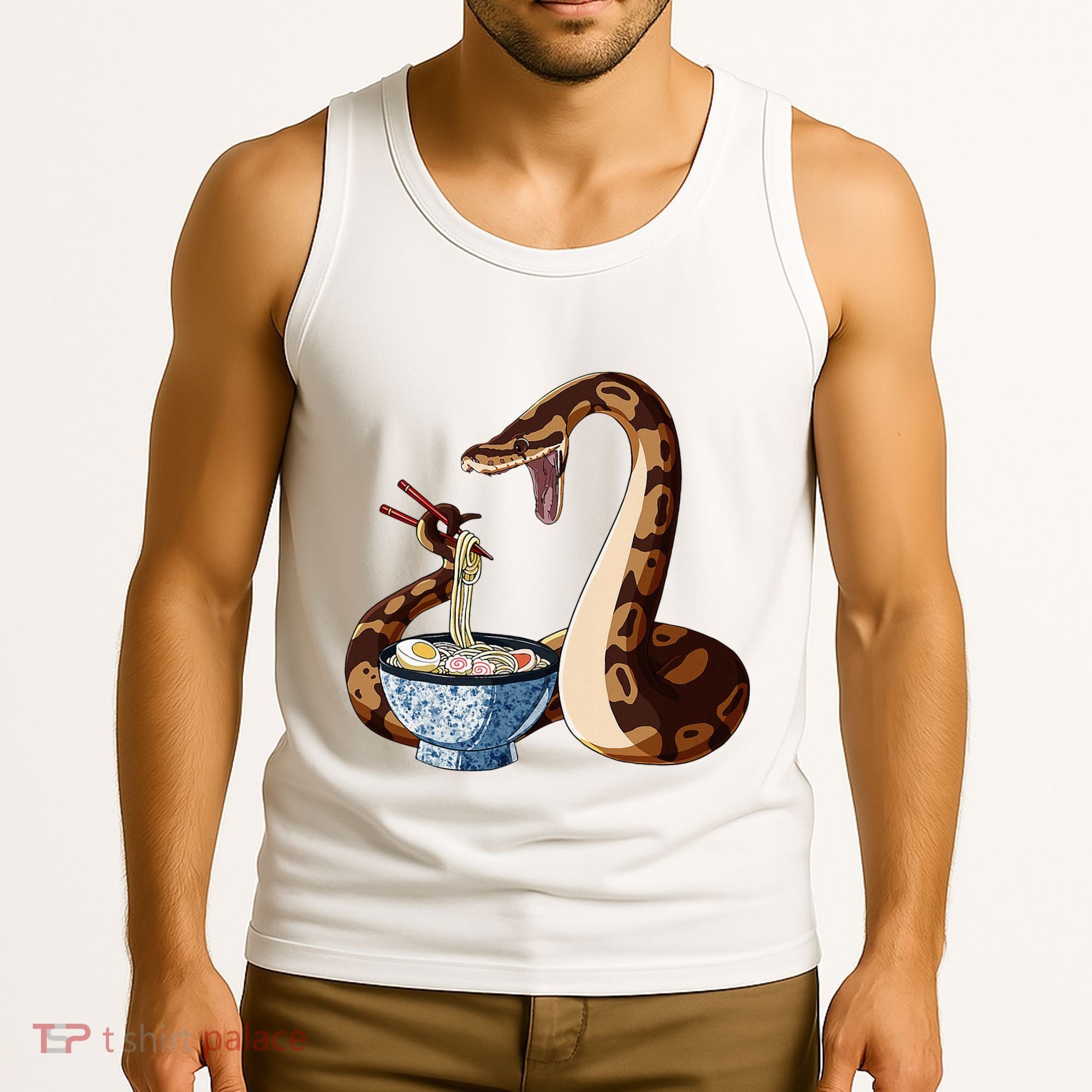 Funny Japanese Kawaii Ramen Snake Cute Ball Python Tank Top