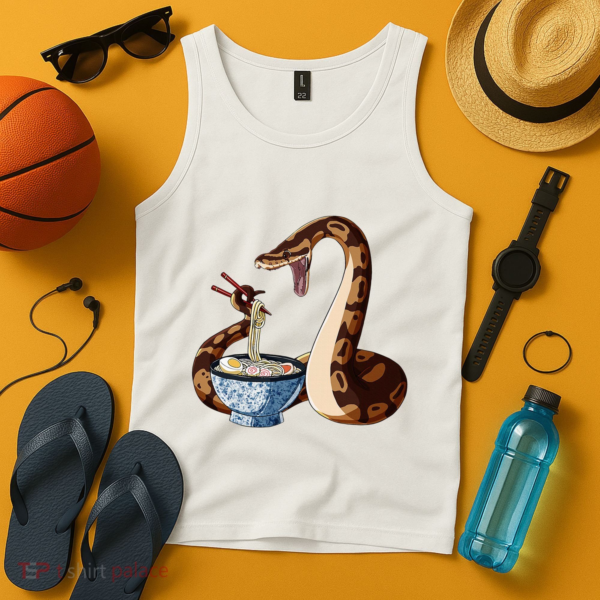 Funny Japanese Kawaii Ramen Snake Cute Ball Python Tank Top