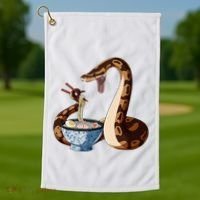 Funny Japanese Kawaii Ramen Snake Cute Ball Python Golf Towel thumb 1