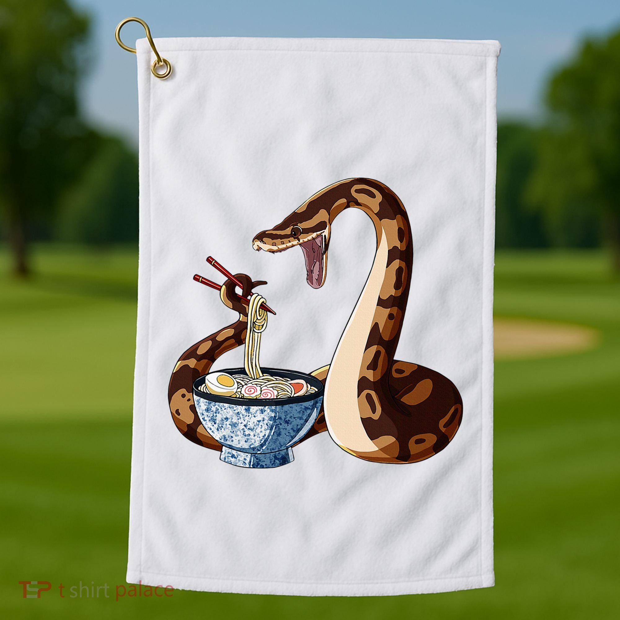 Funny Japanese Kawaii Ramen Snake Cute Ball Python Golf Towel