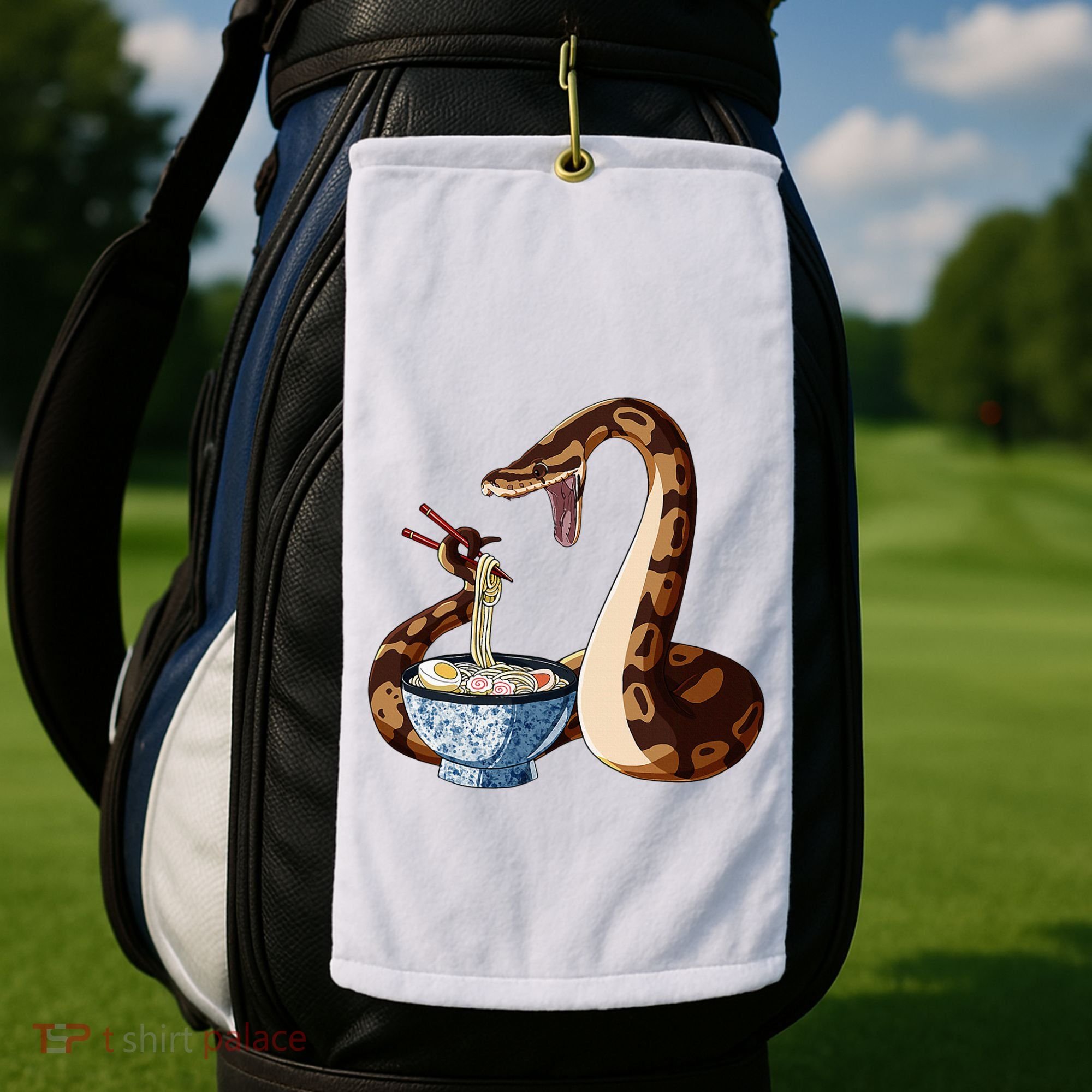 Funny Japanese Kawaii Ramen Snake Cute Ball Python Golf Towel