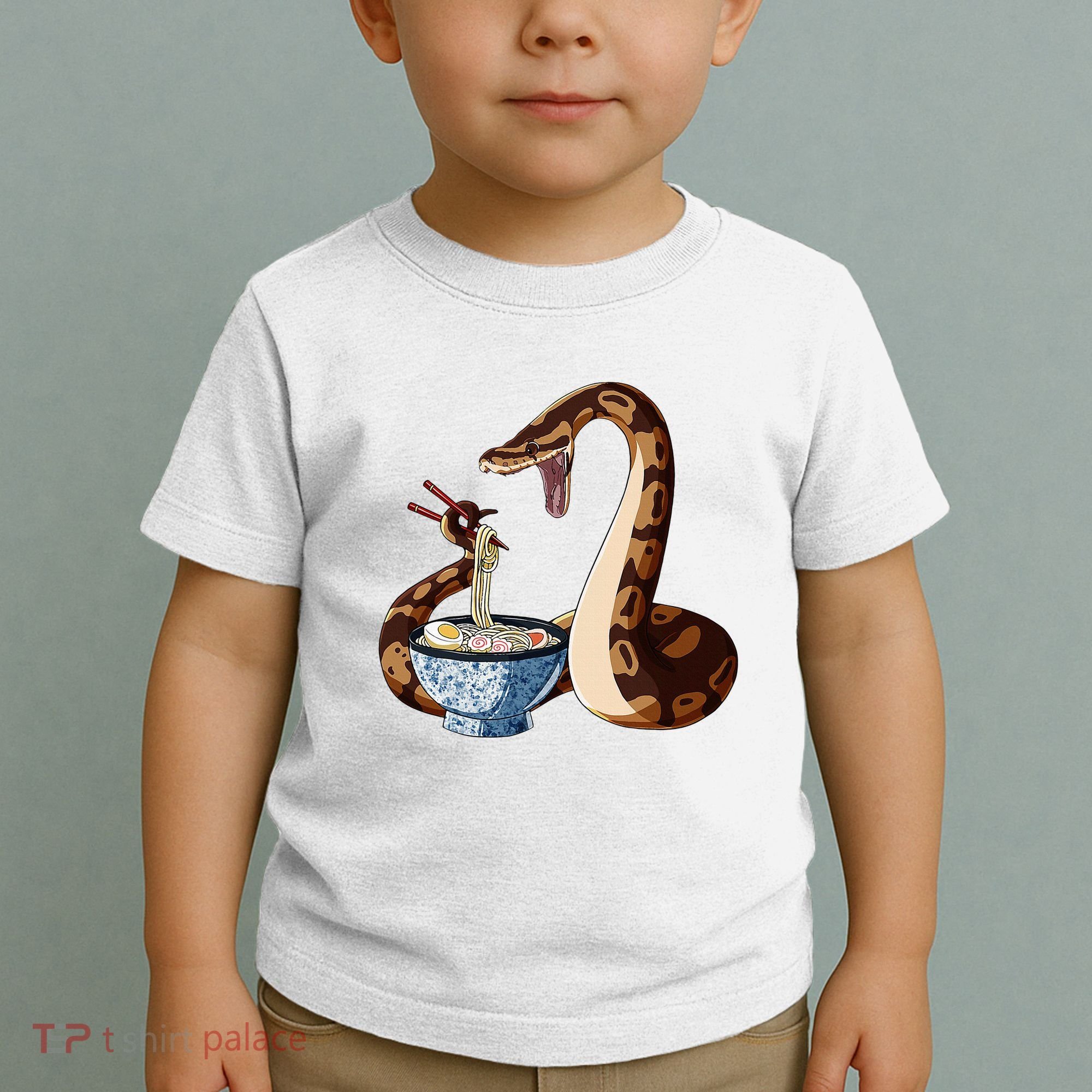 Funny Japanese Kawaii Ramen Snake Cute Ball Python Toddler T-Shirt