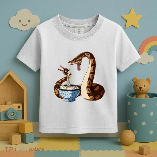 Funny Japanese Kawaii Ramen Snake Cute Ball Python Toddler T-Shirt