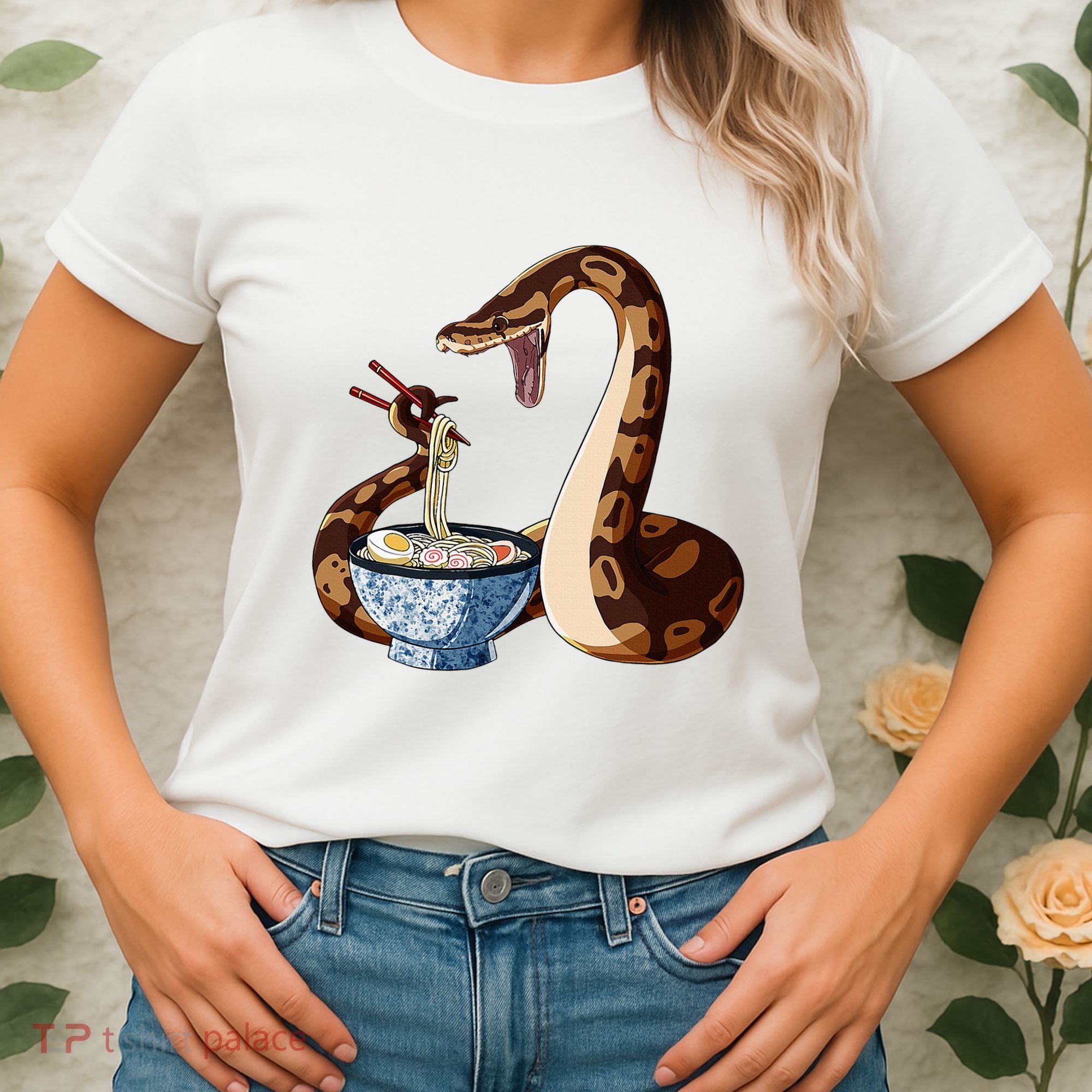 Funny Japanese Kawaii Ramen Snake Cute Ball Python Women's T-Shirt