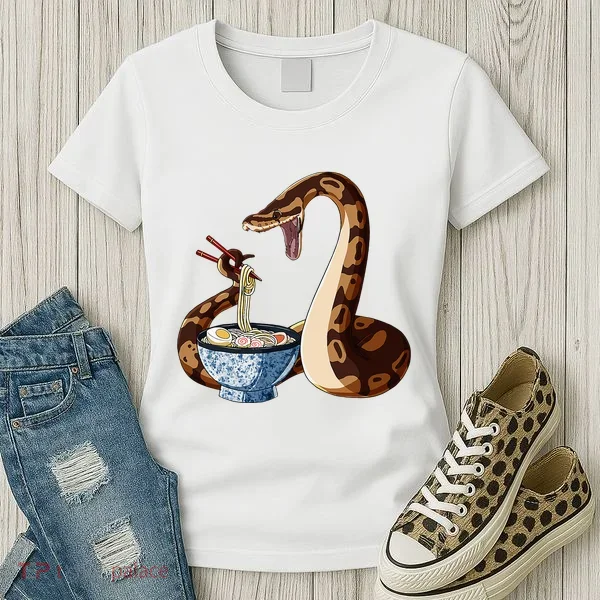 Funny Japanese Kawaii Ramen Snake Cute Ball Python Women's T-Shirt