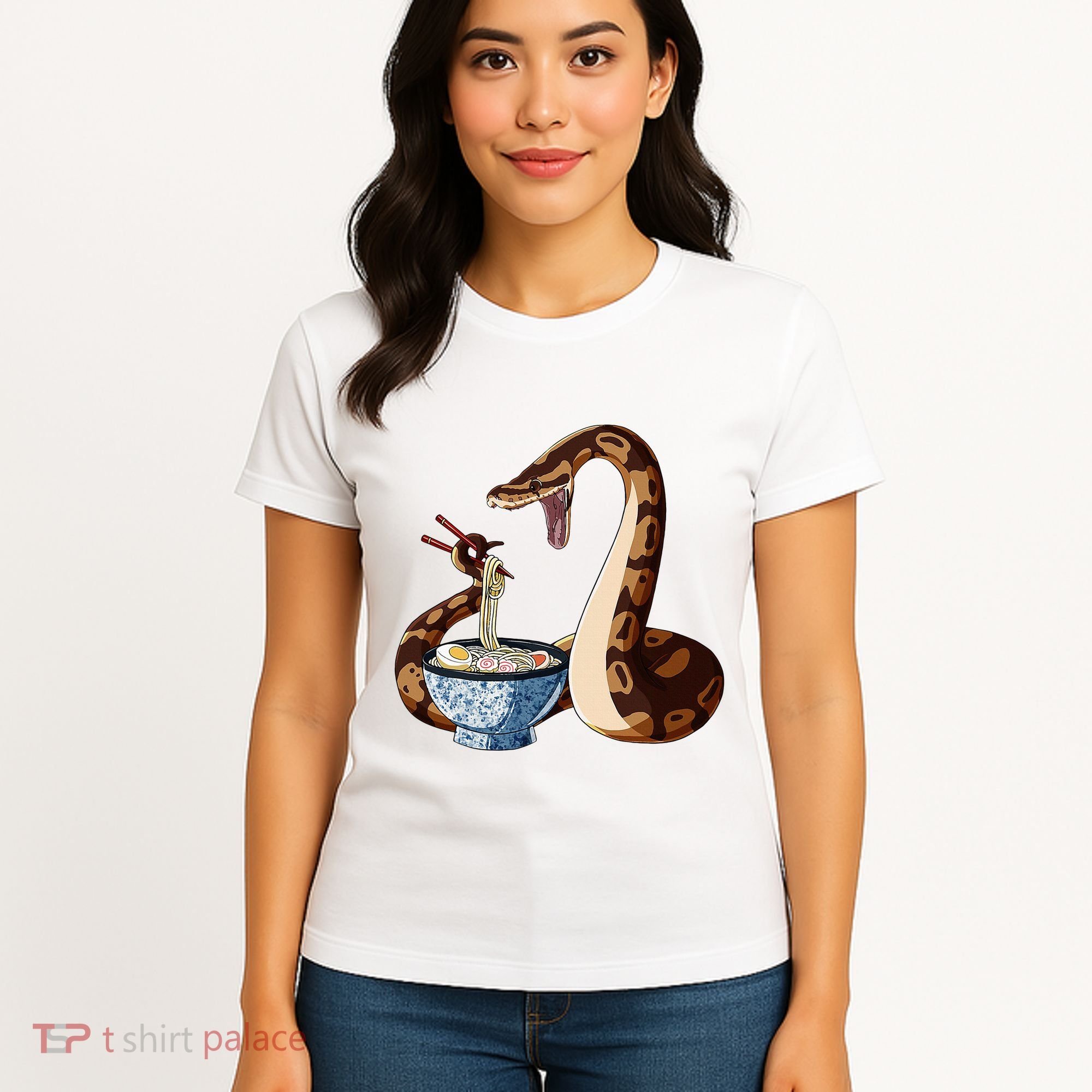 Funny Japanese Kawaii Ramen Snake Cute Ball Python Women's T-Shirt