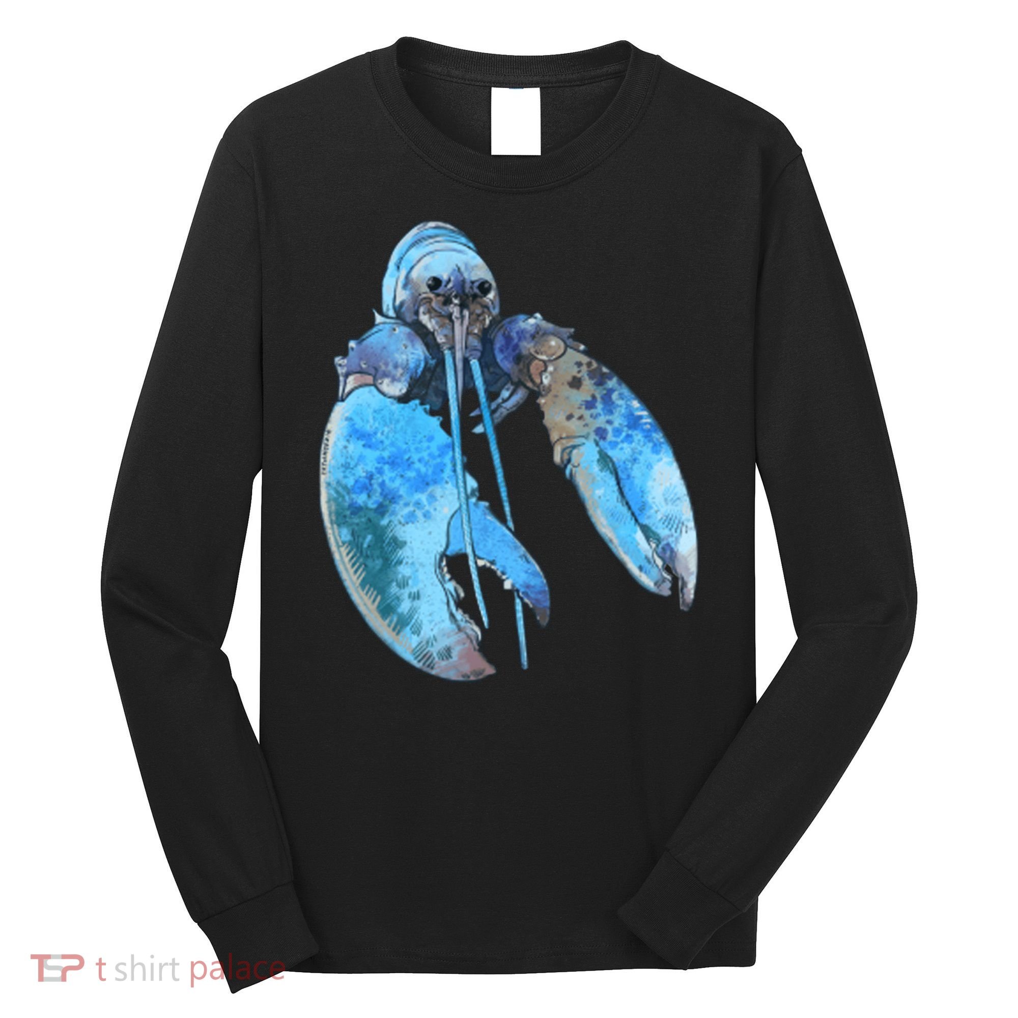 Funny Jumpscare Lobster Meme Blue Crustacean Long Sleeve Shirt