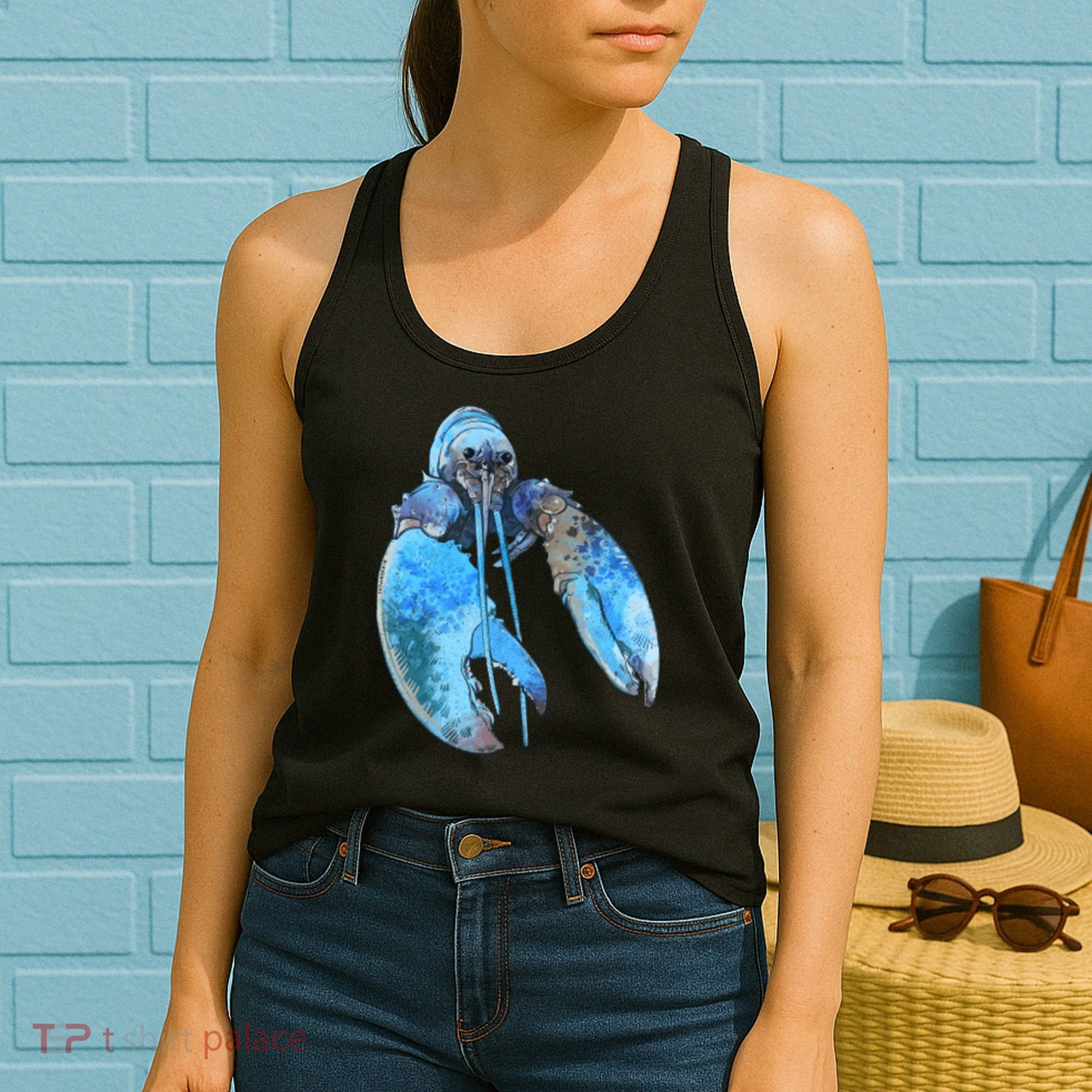 Funny Jumpscare Lobster Meme Blue Crustacean Women's Tank Top