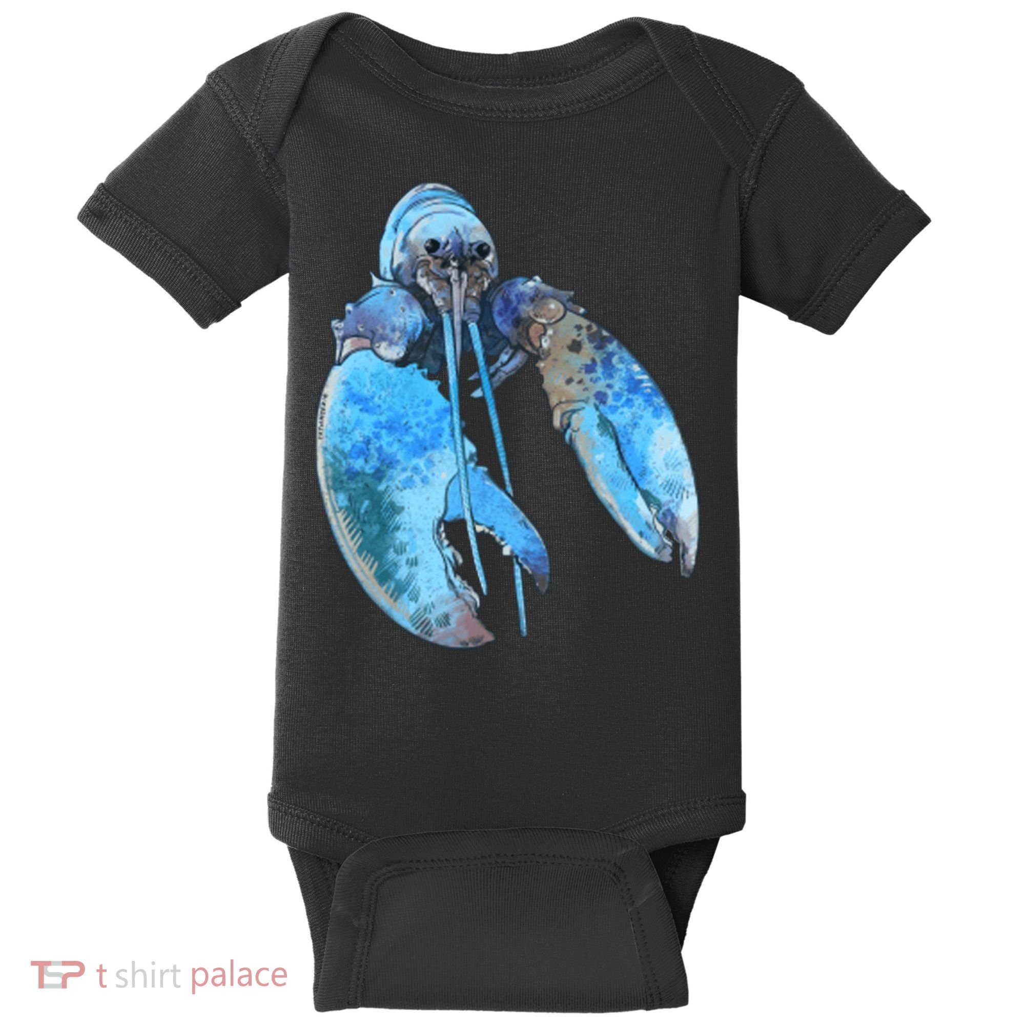 Funny Jumpscare Lobster Meme Blue Crustacean Baby Bodysuit