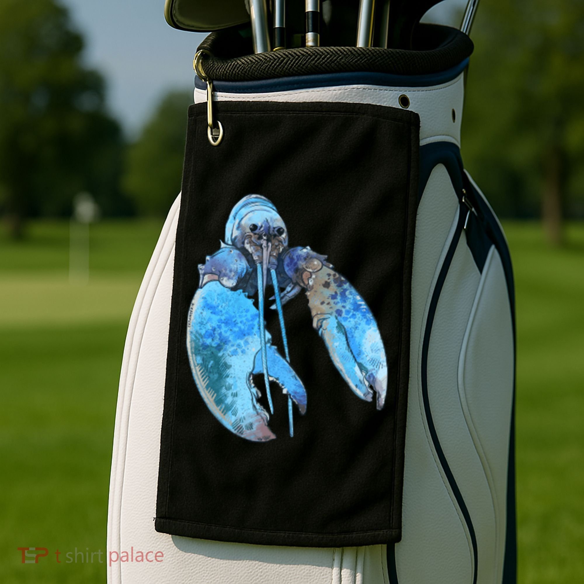 Funny Jumpscare Lobster Meme Blue Crustacean Golf Towel