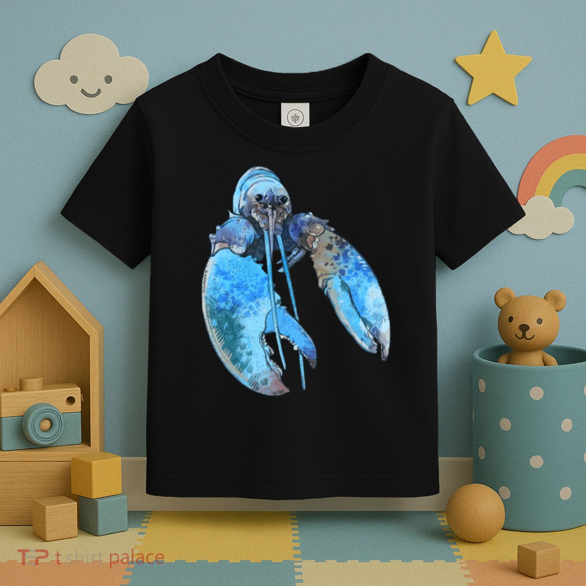 Funny Jumpscare Lobster Meme Blue Crustacean Toddler T-Shirt