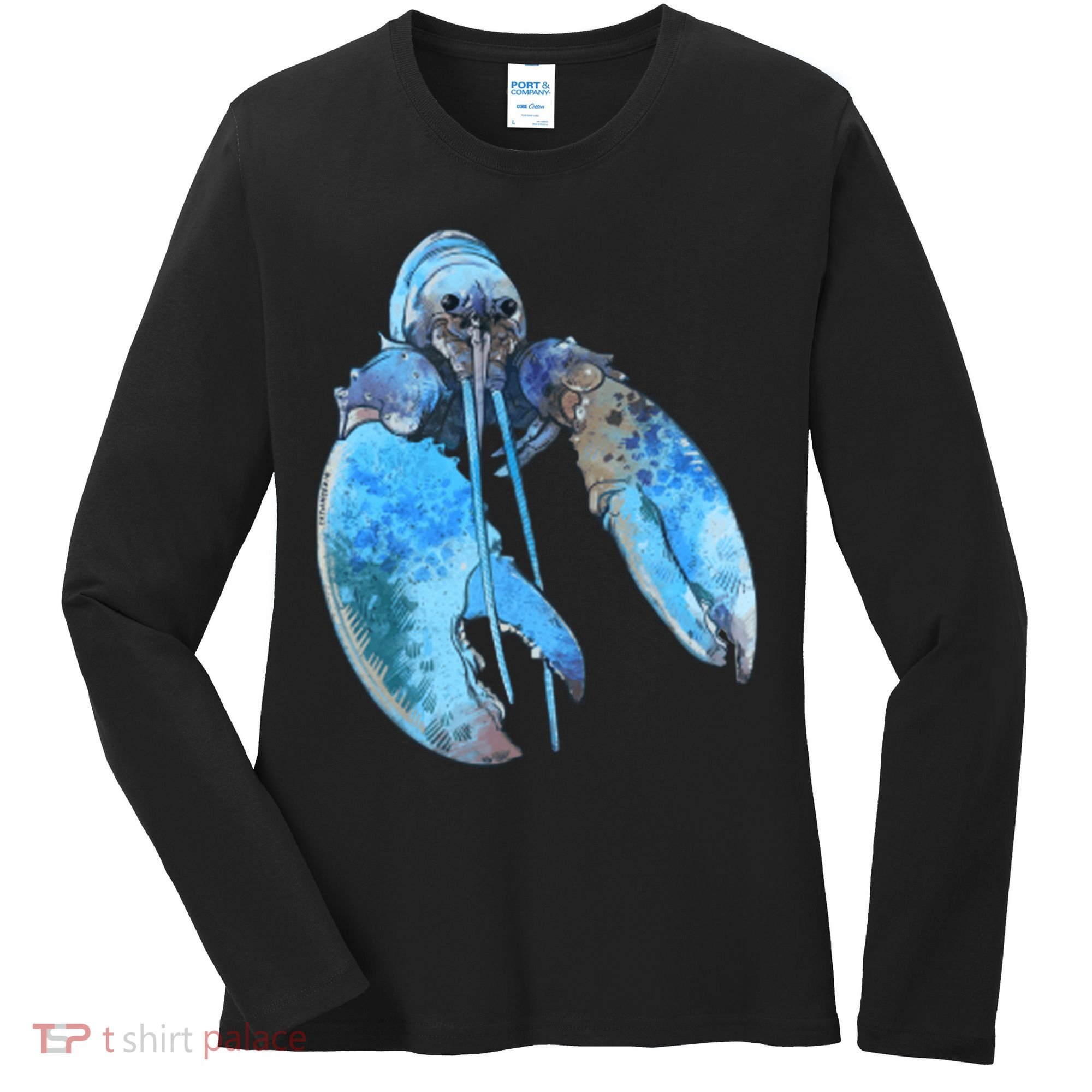 Funny Jumpscare Lobster Meme Blue Crustacean Women's Long Sleeve Shirt