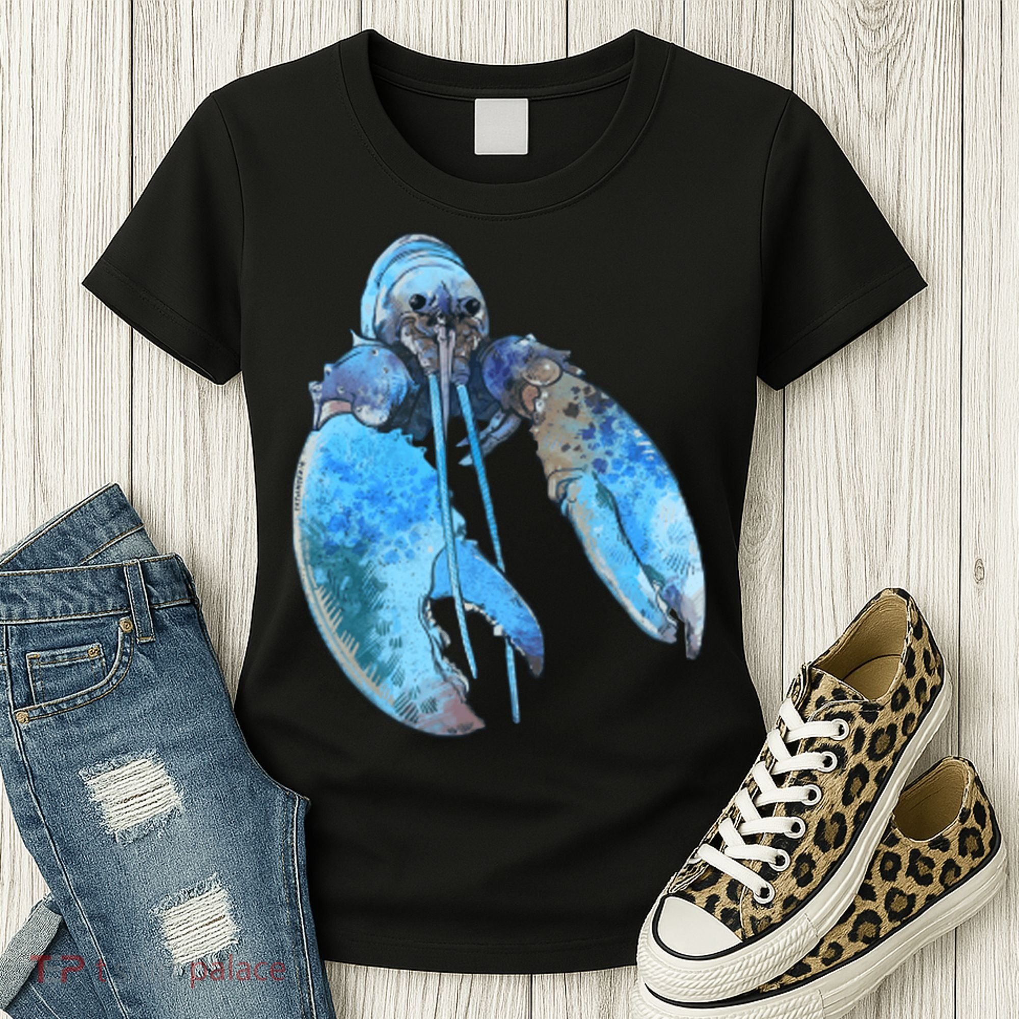Funny Jumpscare Lobster Meme Blue Crustacean Women's T-Shirt