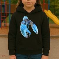 Funny Jumpscare Lobster Meme Blue Crustacean Kids Hoodie thumb 3