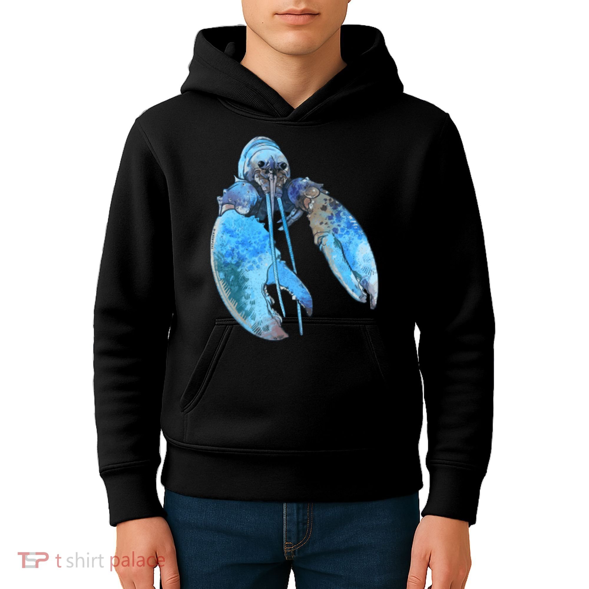 Funny Jumpscare Lobster Meme Blue Crustacean Kids Hoodie