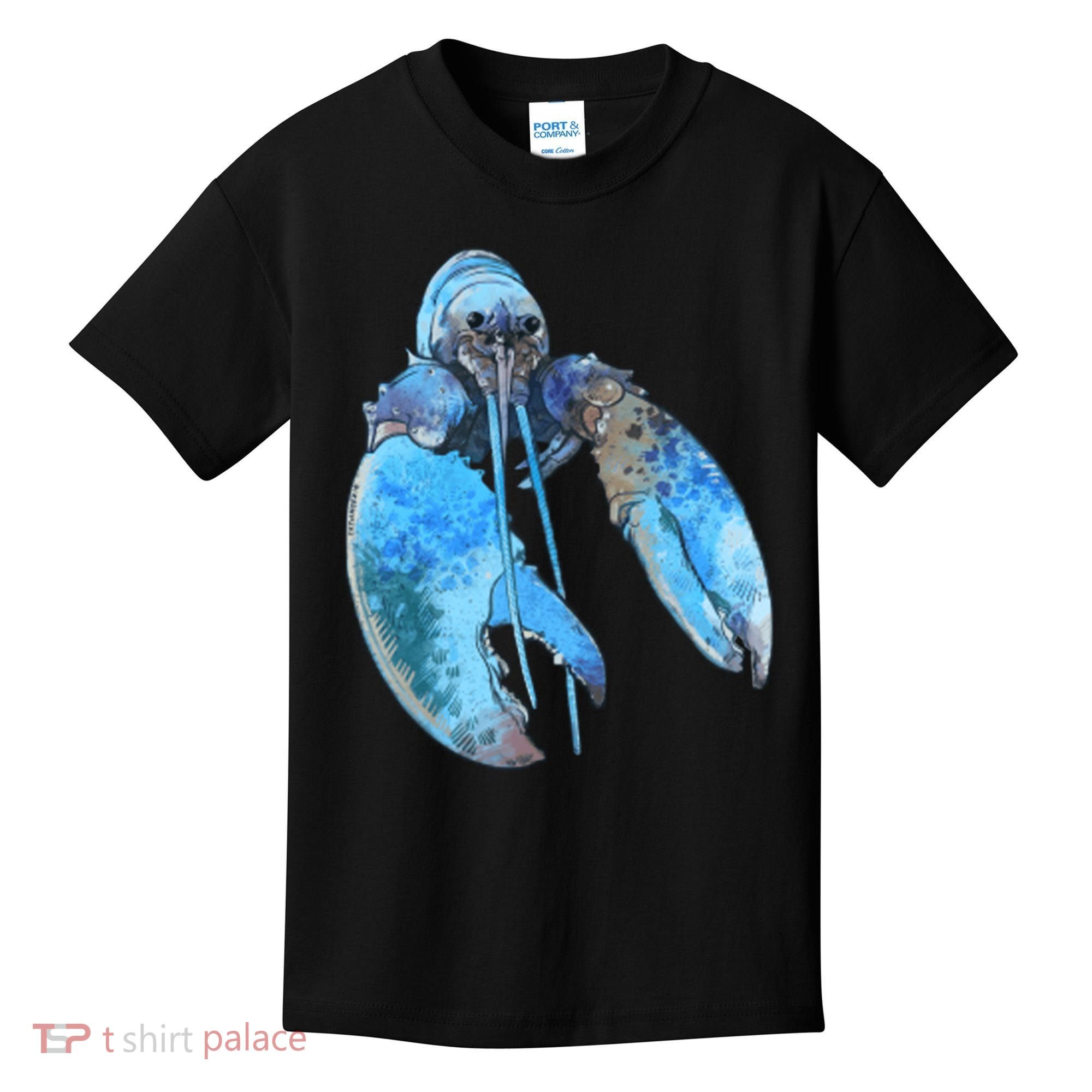 Funny Jumpscare Lobster Meme Blue Crustacean Kids T-Shirt