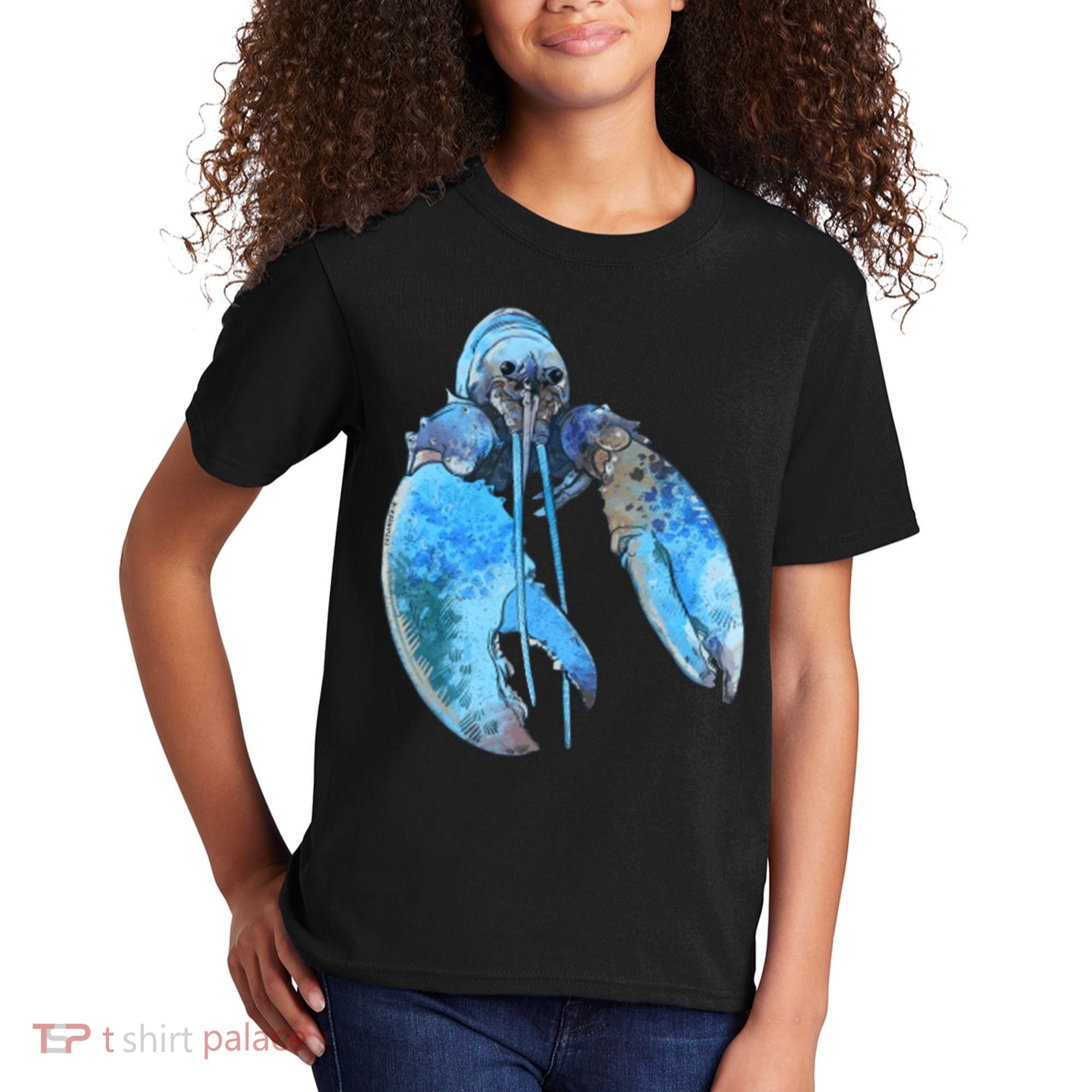Funny Jumpscare Lobster Meme Blue Crustacean Kids T-Shirt