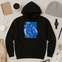 Funny Jumpscare Lobster Meme Blue Crustacean Hoodie thumb 3