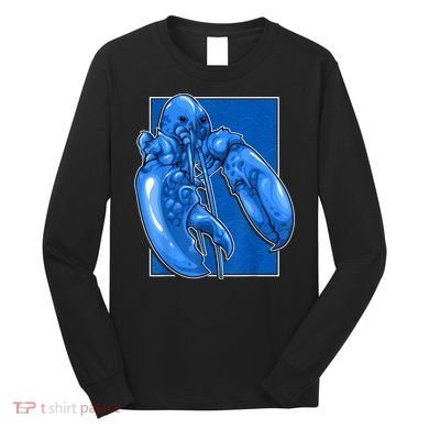 Funny Jumpscare Lobster Meme Blue Crustacean Long Sleeve Shirt