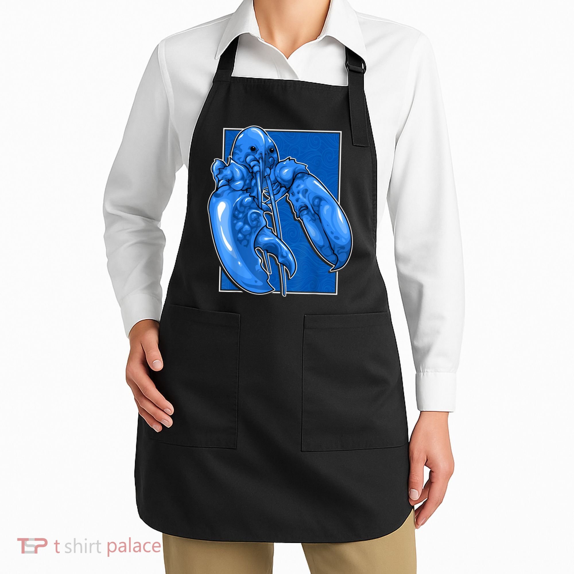Funny Jumpscare Lobster Meme Blue Crustacean Apron