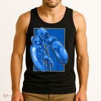 Funny Jumpscare Lobster Meme Blue Crustacean Tank Top thumb 3