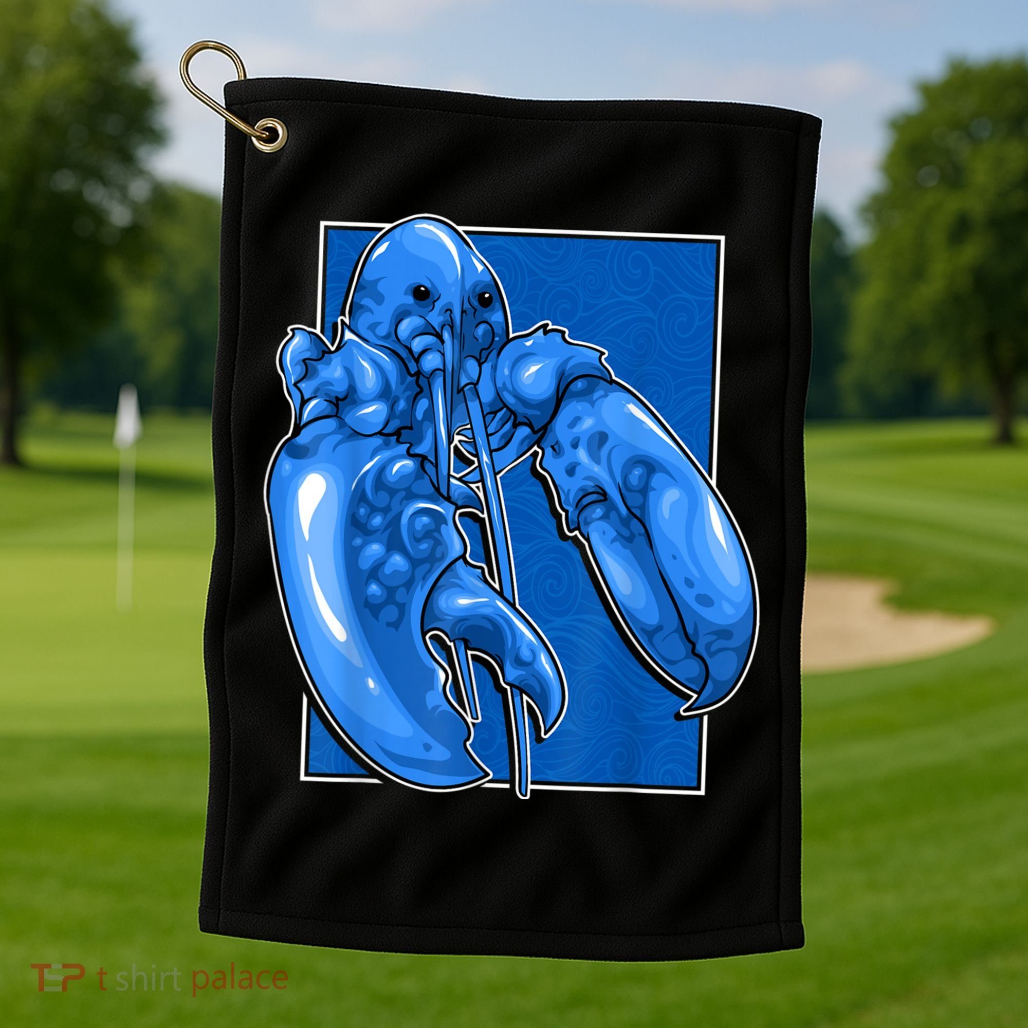 Funny Jumpscare Lobster Meme Blue Crustacean Golf Towel