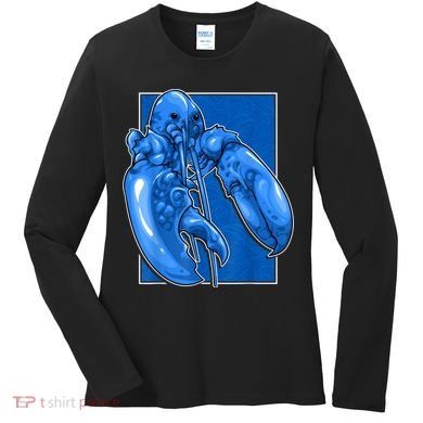 Funny Jumpscare Lobster Meme Blue Crustacean Women's Long Sleeve Shirt