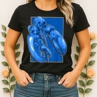 Funny Jumpscare Lobster Meme Blue Crustacean Women's T-Shirt thumb 2