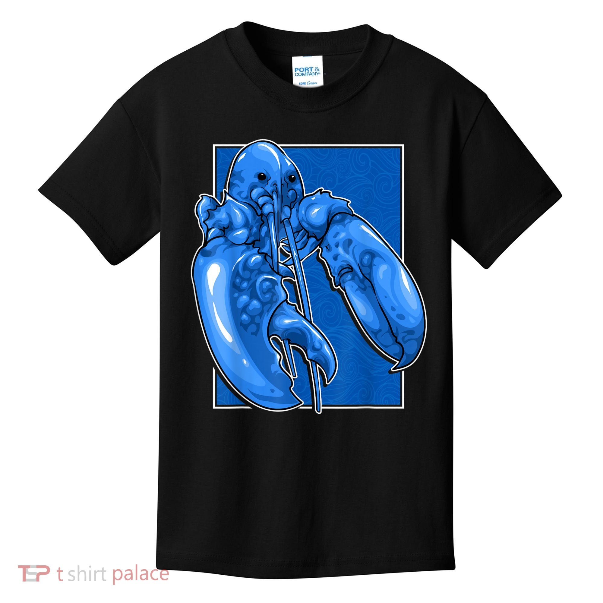Funny Jumpscare Lobster Meme Blue Crustacean Kids T-Shirt