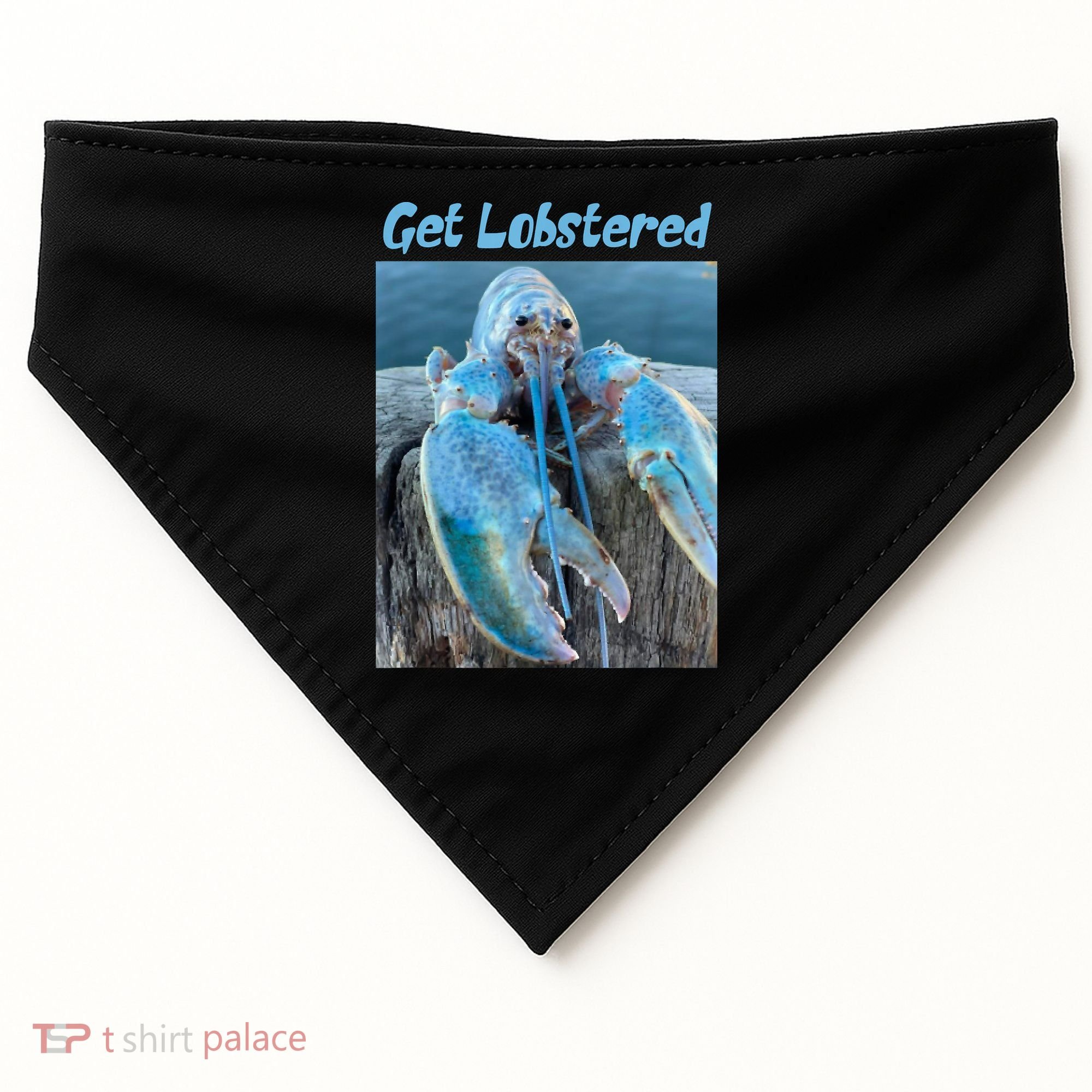 Funny Jumpscare Lobster Meme Blue Crustacean USA-Made Doggie Bandana