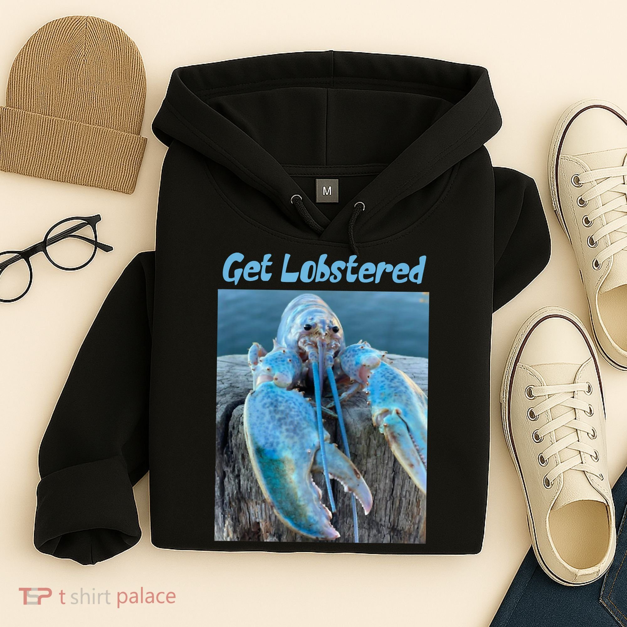 Funny Jumpscare Lobster Meme Blue Crustacean Hoodie