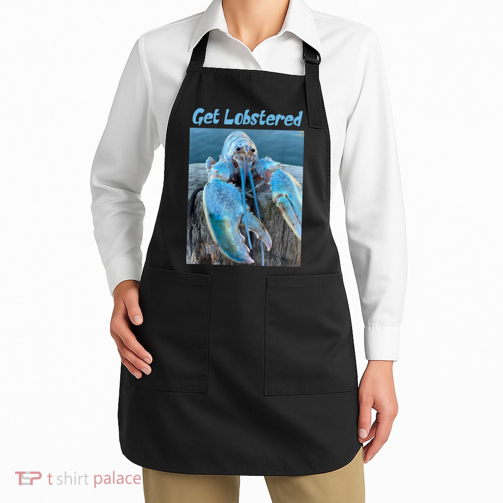 Funny Jumpscare Lobster Meme Blue Crustacean Apron