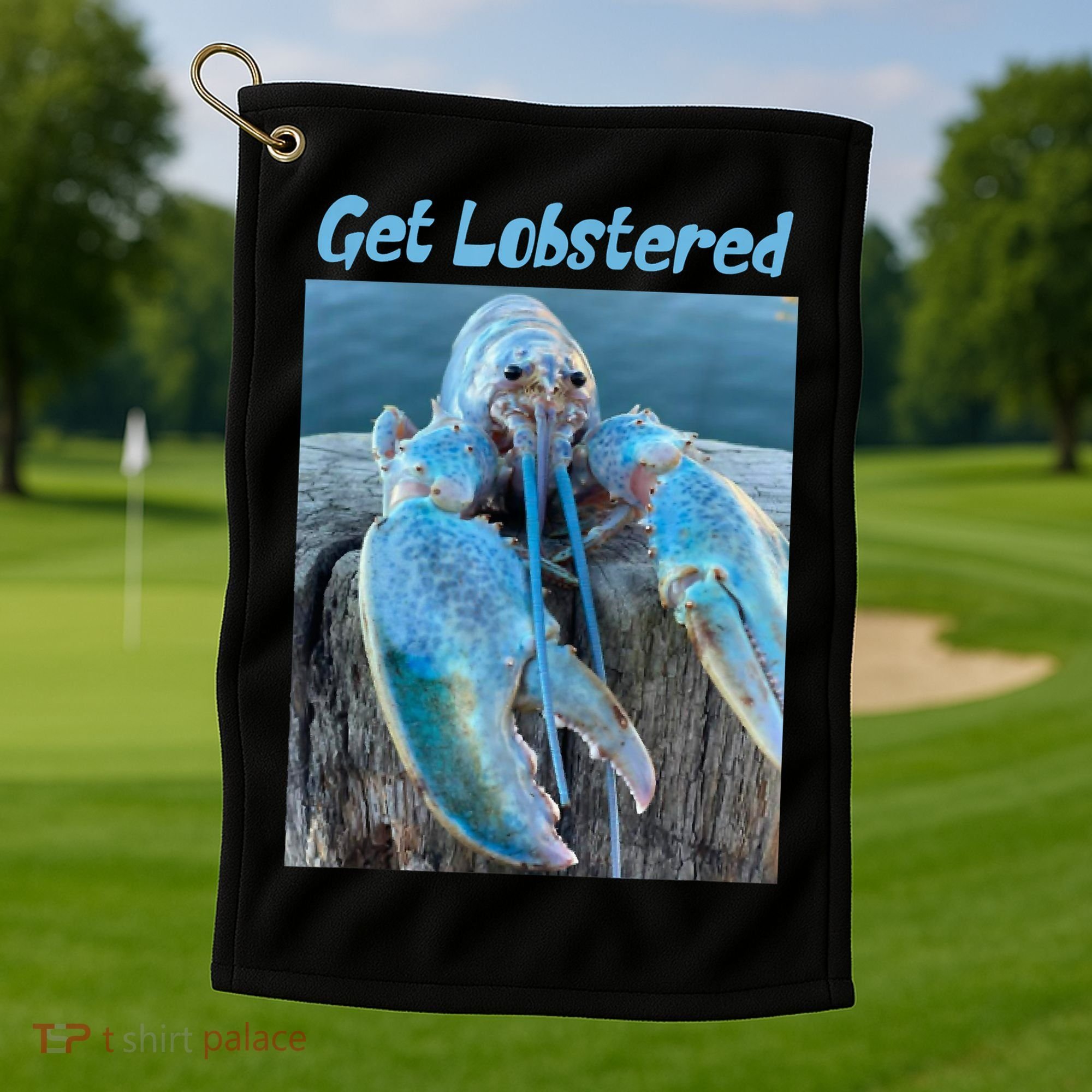Funny Jumpscare Lobster Meme Blue Crustacean Golf Towel