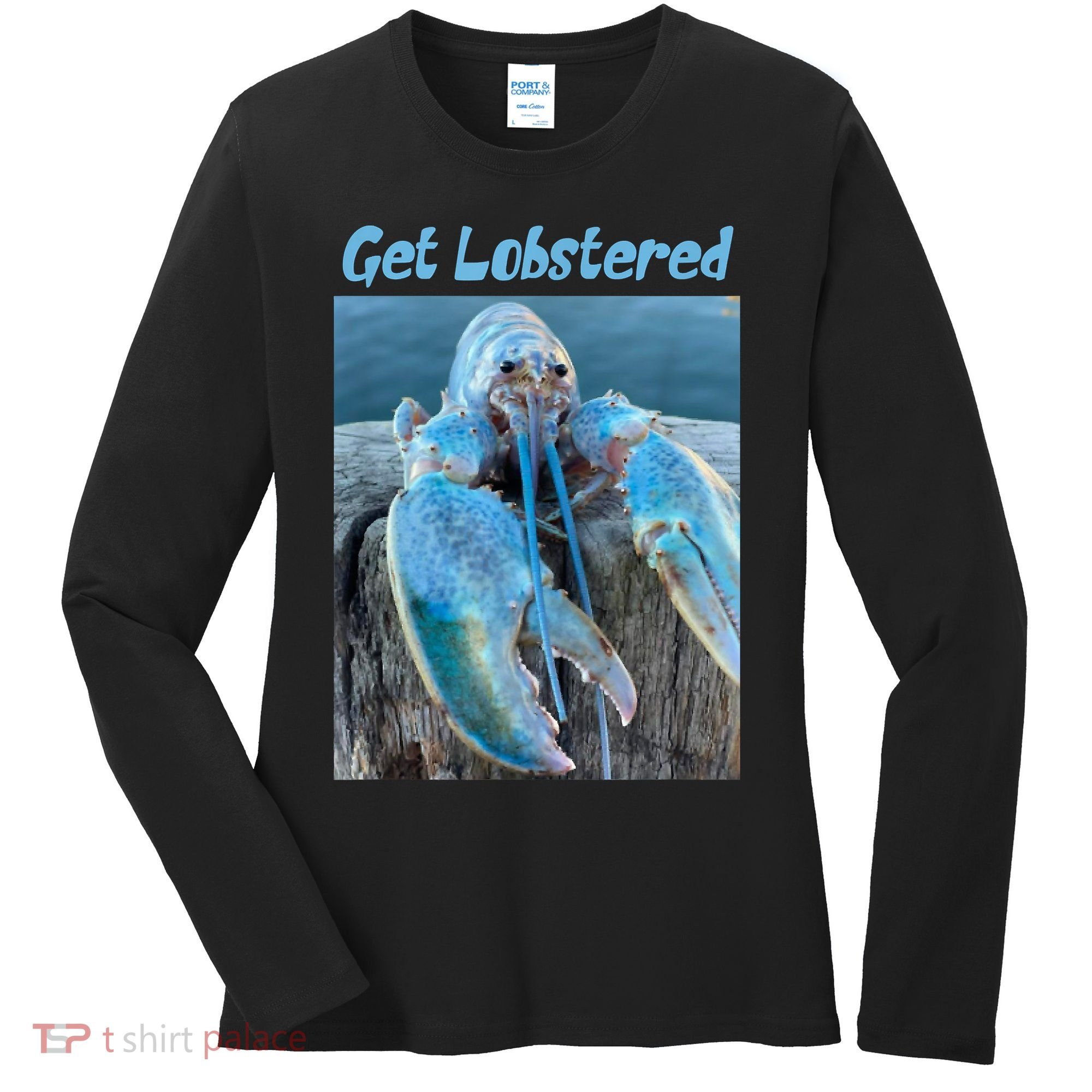 Funny Jumpscare Lobster Meme Blue Crustacean Women's Long Sleeve Shirt