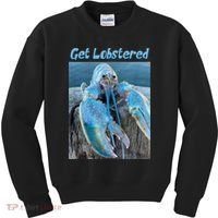 Funny Jumpscare Lobster Meme Blue Crustacean Kids Sweatshirt thumb 0