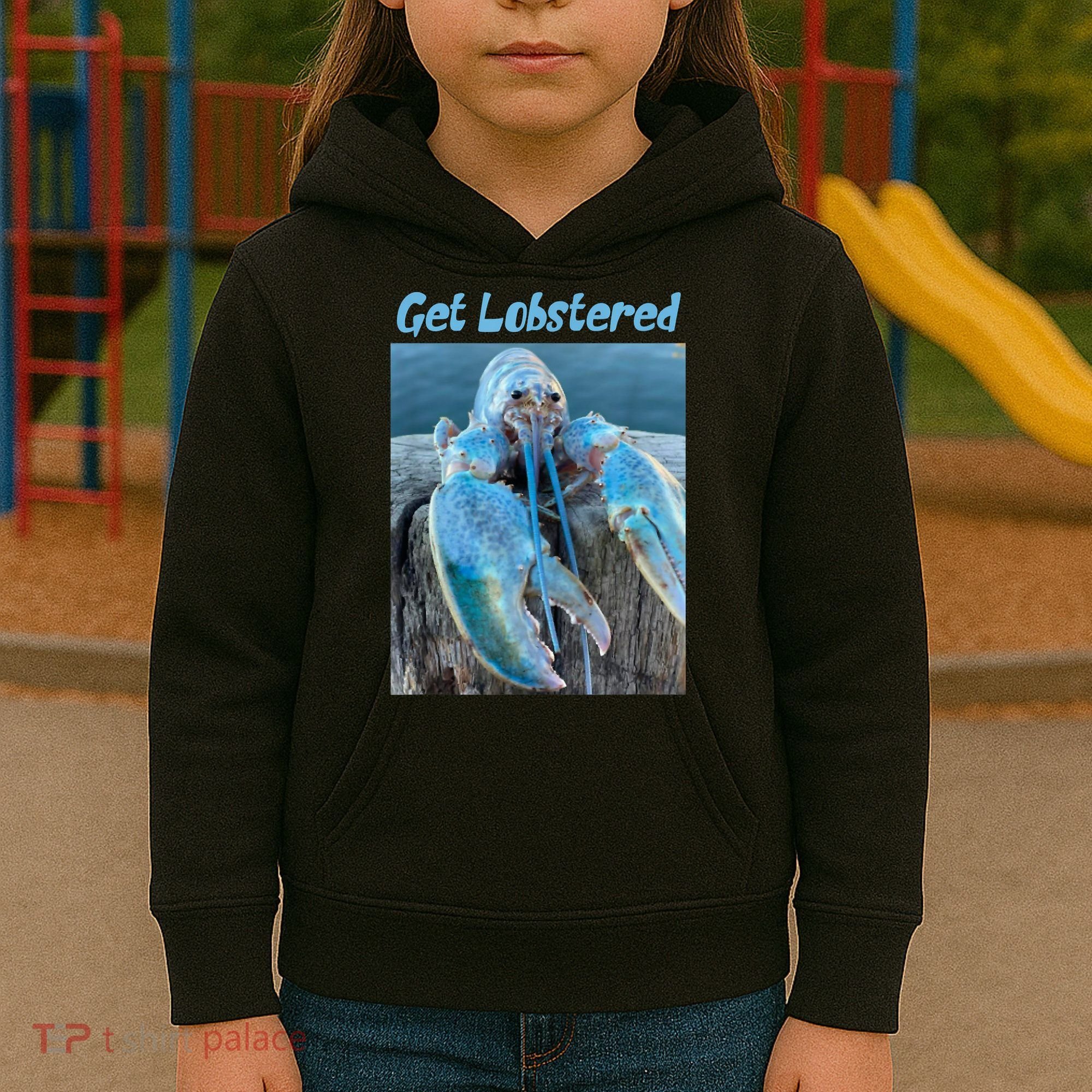 Funny Jumpscare Lobster Meme Blue Crustacean Kids Hoodie
