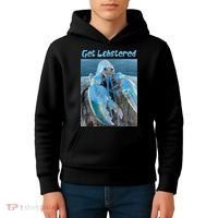 Funny Jumpscare Lobster Meme Blue Crustacean Kids Hoodie thumb 4