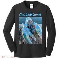 Funny Jumpscare Lobster Meme Blue Crustacean Kids Long Sleeve Shirt thumb 0