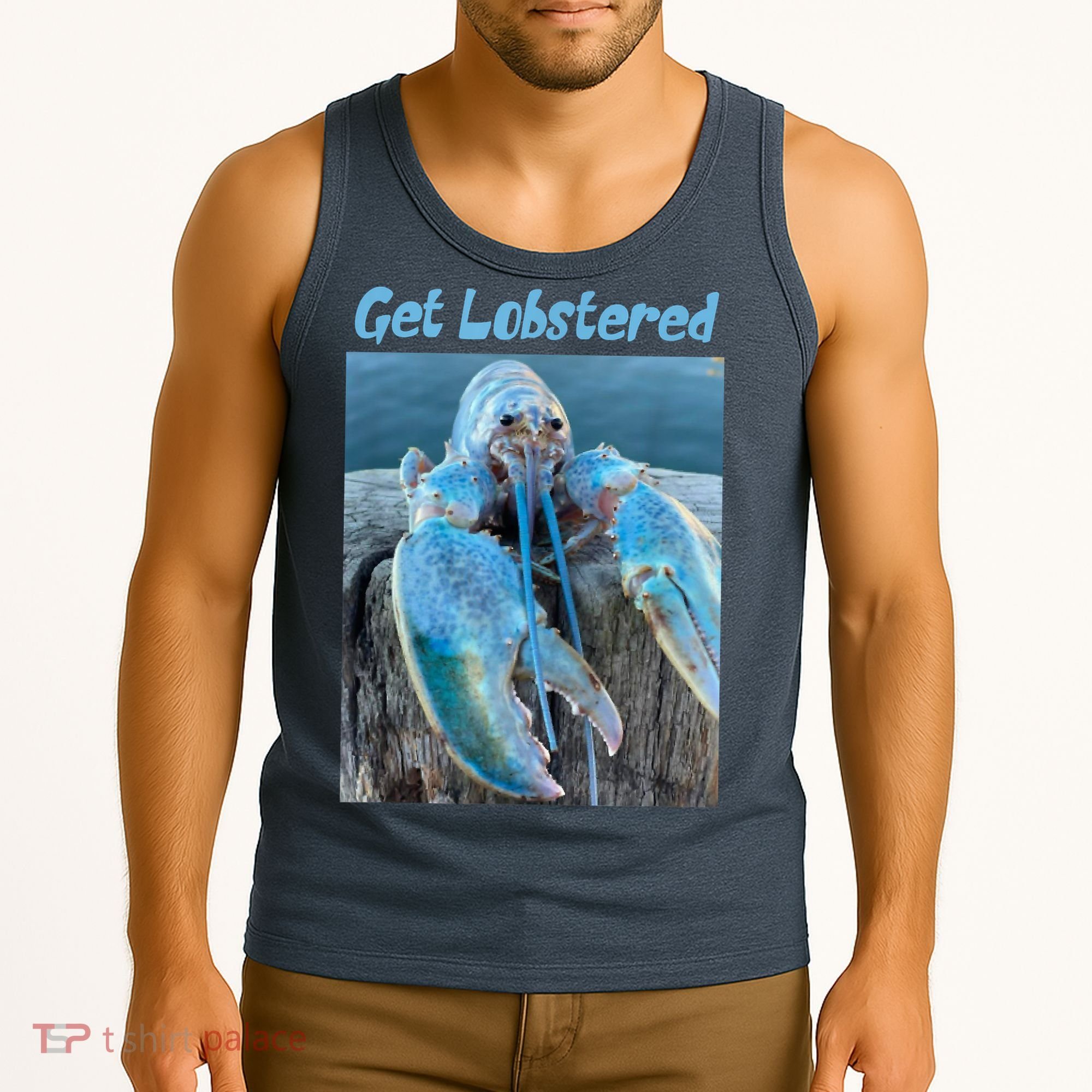 Funny Jumpscare Lobster Meme Blue Crustacean Tank Top