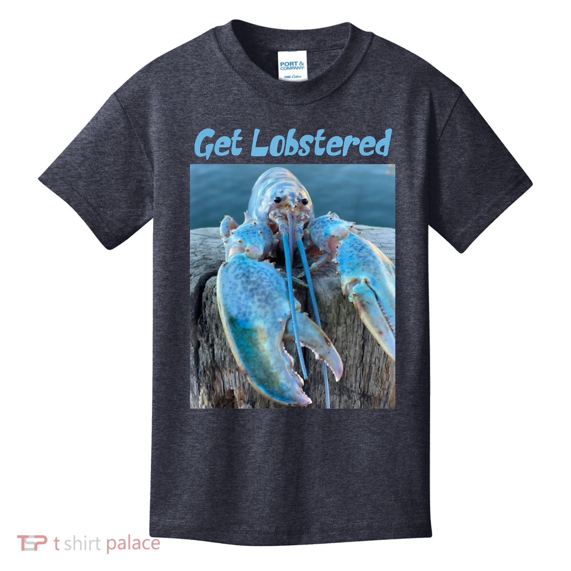Funny Jumpscare Lobster Meme Blue Crustacean Kids T-Shirt