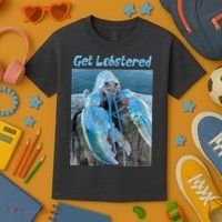 Funny Jumpscare Lobster Meme Blue Crustacean Kids T-Shirt thumb 3