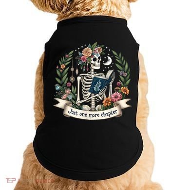 Funny Just One More Chapter Floral Book Lover Reading Design Doggie Tank