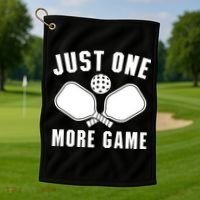 Funny Just One More Game Pickleball Player Gift Pickleballers Golf Towel thumb 1