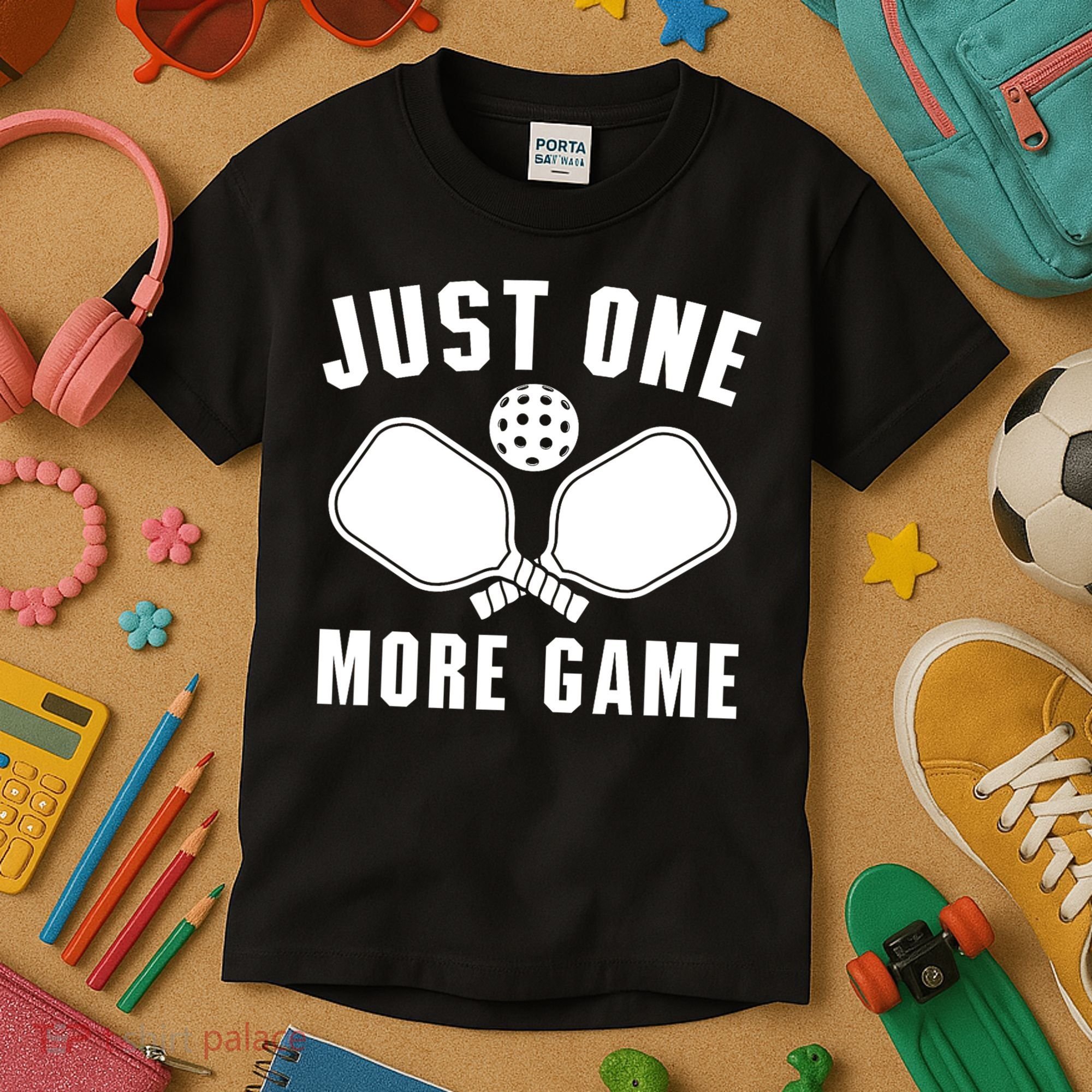 Funny Just One More Game Pickleball Player Gift Pickleballers Kids T-Shirt