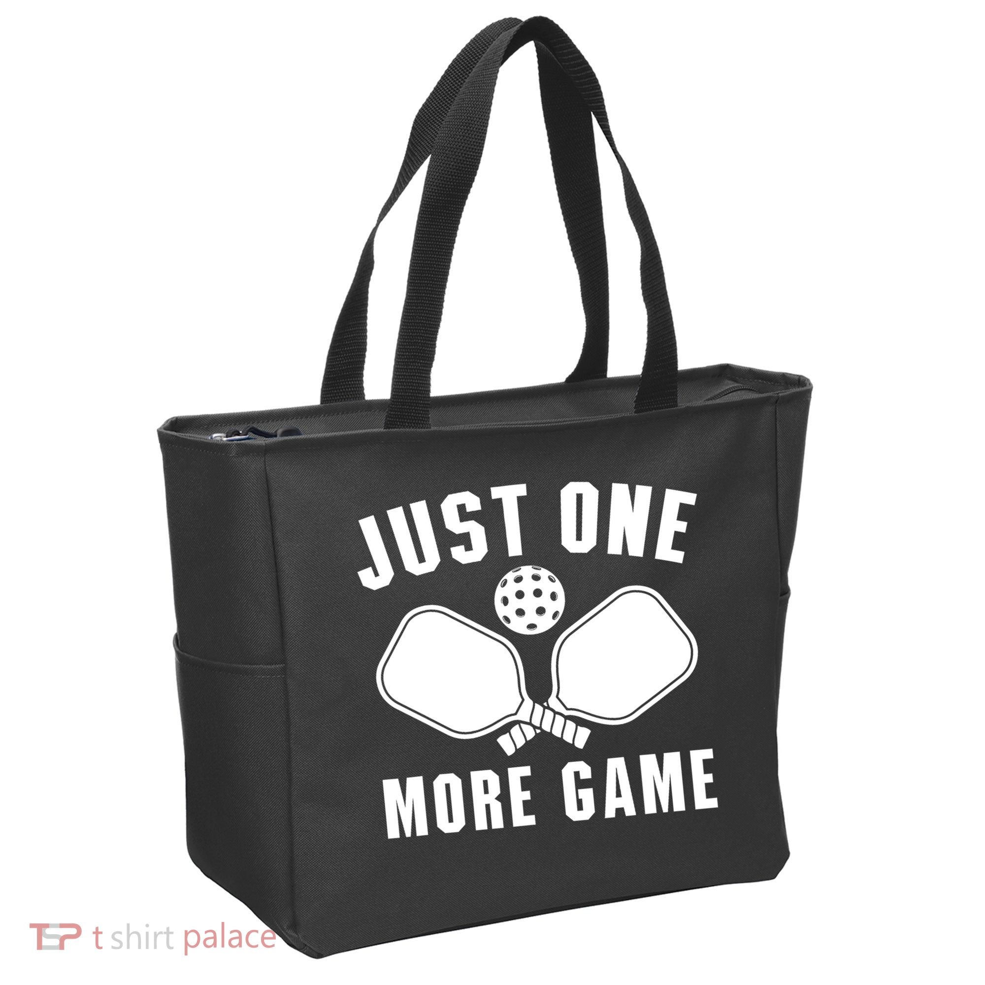 Funny Just One More Game Pickleball Player Gift Pickleballers Tote Bag