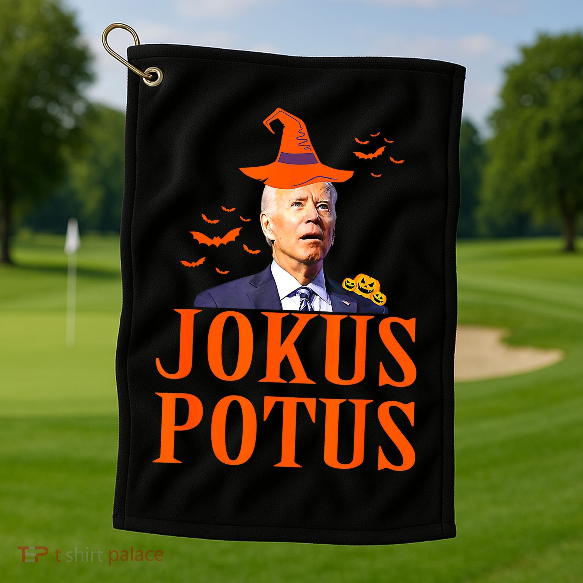 Funny Jokus Potus Halloween Biden Golf Towel
