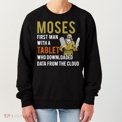 Funny Jewish Passover Moses Tablet Data Cloud Computing Women's Sweatshirt