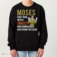 Funny Jewish Passover Moses Tablet Data Cloud Computing Women's Sweatshirt thumb 0