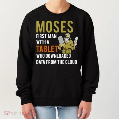 Funny Jewish Passover Moses Tablet Data Cloud Computing Women's Sweatshirt
