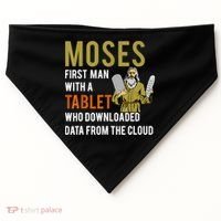 Funny Jewish Passover Moses Tablet Data Cloud Computing USA-Made Doggie Bandana thumb 0